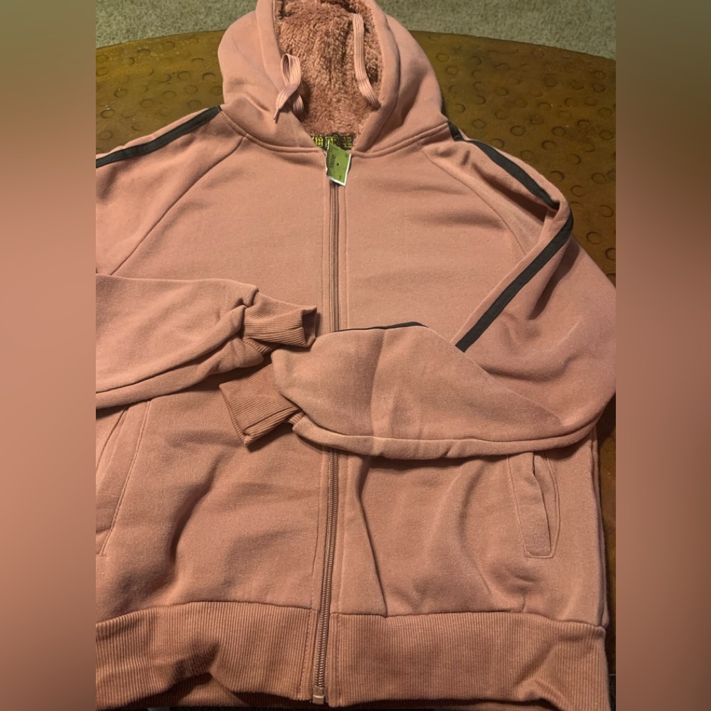 Women's B Free zip up pink fleece lined hoodie size large L